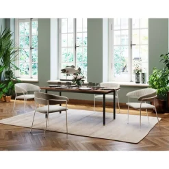 Armlehnstuhl Belle Cord Beige Chrom (2/Set)