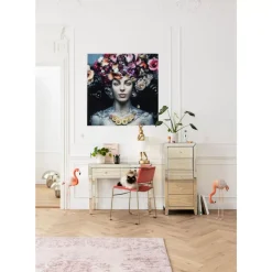 Bild Glas Flower Art Lady 120X120Cm