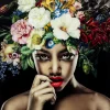 Bild Glas Pretty Flower Woman 100X100