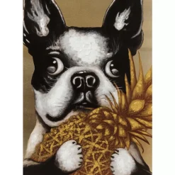 Bild Touched Dog With Pineapple 80X80Cm