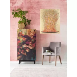 Bild Touched Flower Boat Gold Rot 80X100Cm