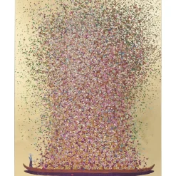 Bild Touched Flower Boat Gold Pink 100X80Cm