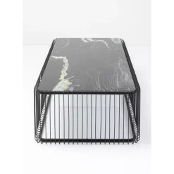 Couchtisch Wire Glas Marble Schwarz 145X70Cm
