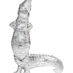 Deko Figur Alligator Silber 39Cm