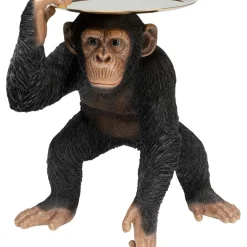 Deko Figur Butler Playing Chimp Schwarz 52Cm