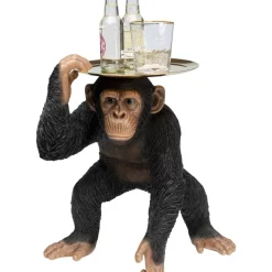 Deko Figur Butler Playing Chimp Schwarz 52Cm