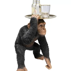 Deko Figur Butler Playing Chimp Schwarz 52Cm