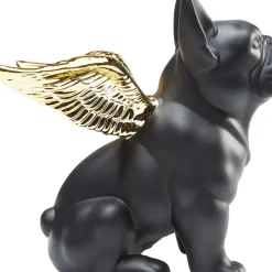 Deko Figur Sitting Angel Dog Gold-Schwarz