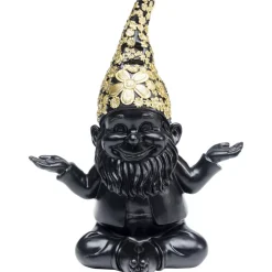 Deko Figur Zwerg Meditation Schwarz Gold 19