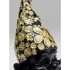 Deko Figur Zwerg Meditation Schwarz Gold 19