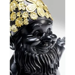 Deko Figur Zwerg Meditation Schwarz Gold 19