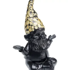 Deko Figur Zwerg Meditation Schwarz Gold 19