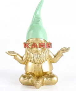 Deko Figur Zwerg Meditation Gold Grun 19Cm
