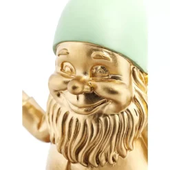 Deko Figur Zwerg Meditation Gold Grun 19Cm