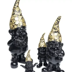 Deko Figur Zwerg Standing Schwarz Gold 30Cm