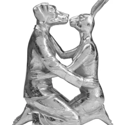 Deko Objekt Kissing Rabbit And Dog Silber