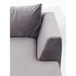 Ecksofa Gianni Velvet Grau Rechts Schwarz