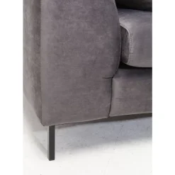 Ecksofa Gianni Velvet Grau Rechts Schwarz