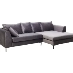 Ecksofa Gianni Velvet Grau Rechts Schwarz