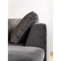 Ecksofa Gianni Velvet Grau Rechts Schwarz