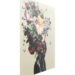 Glasbild Bouquet Beauty Beige 100X100Cm