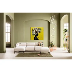 Glasbild Bouquet Beauty Gelb 100X100Cm