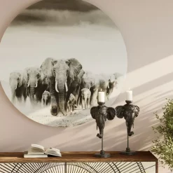 Glasbild Elephant Walk O120Cm