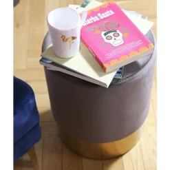 Hocker Cherry Braun Brass O35Cm