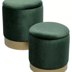 Hocker Cherry Storage Dunkelgrun Brass (2/Set)