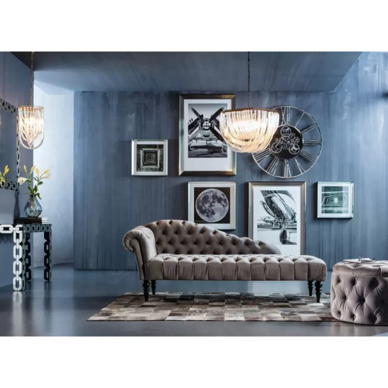 Recamiere Desire Velvet Silbergrau