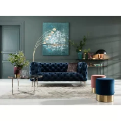 Sofa Look 2-Sitzer Velvet Blau