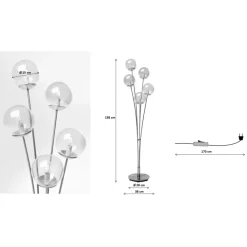 Stehleuchte Five Balls Amber Brass