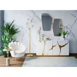 Wandspiegel Shape Hexagon Brass 64X94,5Cm