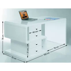 White Club Schreibtisch Snake 150X70Cm